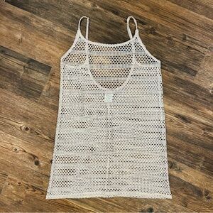 Wild Fable Y2K White Crochet Mesh Tank Top | Sheer Boho Beach Cover Up XS